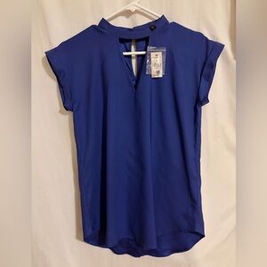 Express NWT XS S oversized blouse cutout Vneck women’s royal blue tshirt